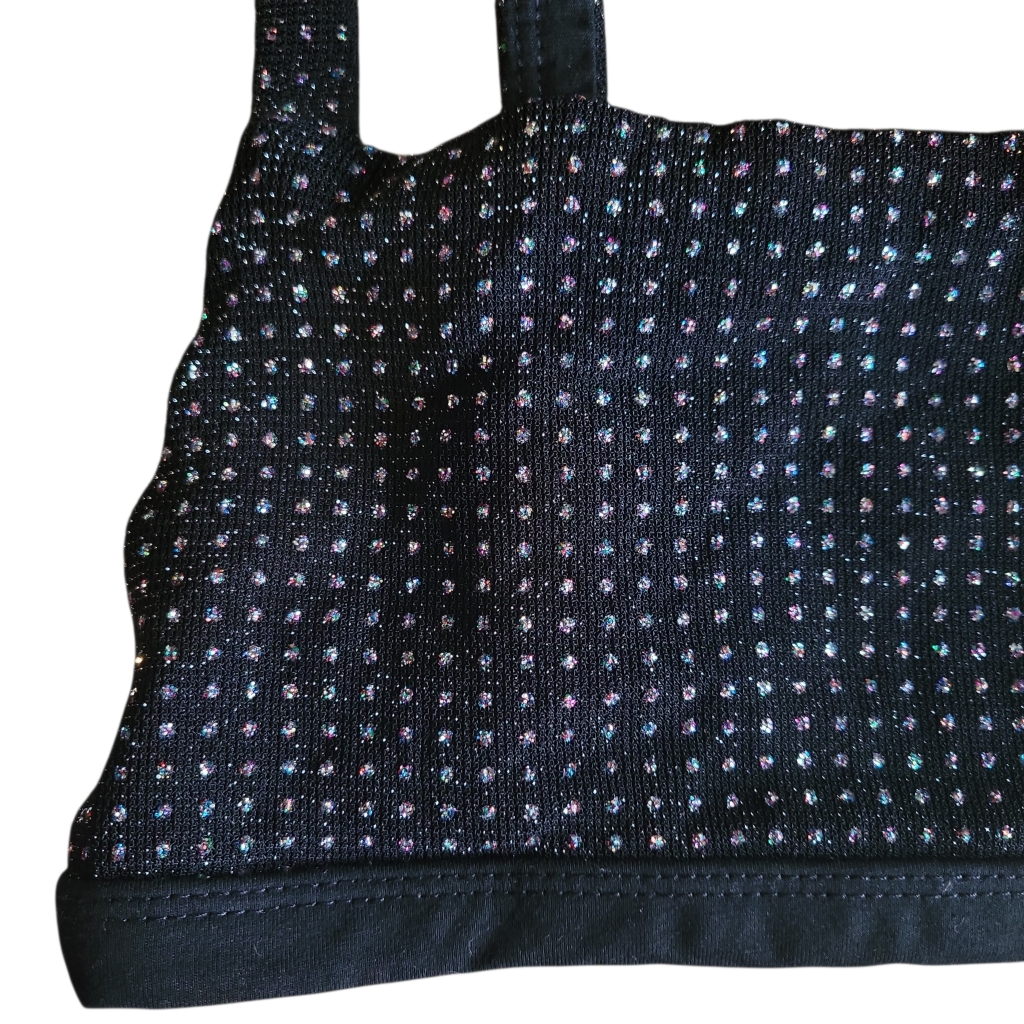 Luck & Trouble Nwt Black Square Neck Flashy Glitter Dance Bralette Juniors Sz 6 — image 3 of 7